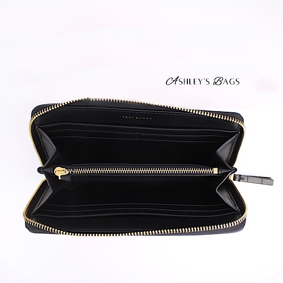 Tory Burch Britten Croc Embossed Large Continental Wallet & ID Case In Black - Picture 4 of 7